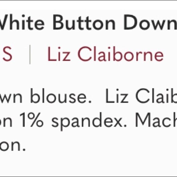 Liz Claiborne White Button Down Blouse SMALL - Picture 4 of 5